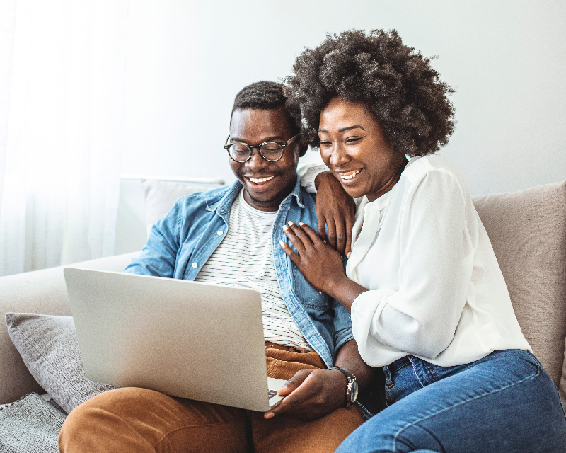 Black couple having online couples therapy in NJ