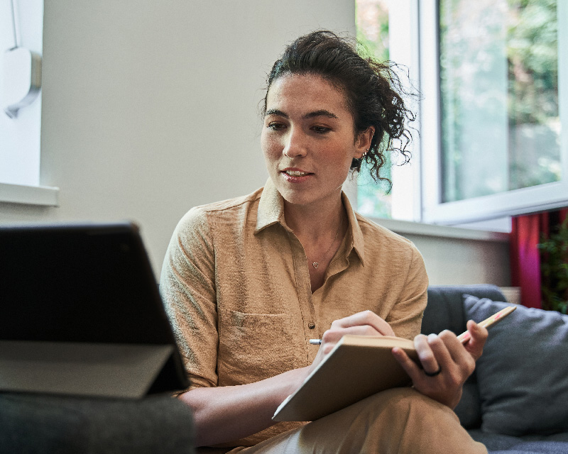 Hispanic woman having online therapy in NJ