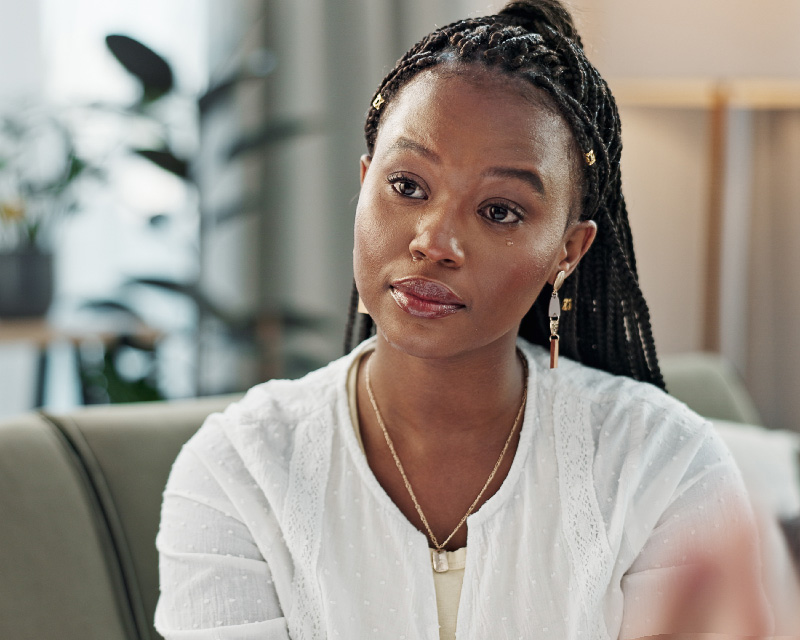 African American woman feeling depressed